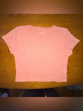 American Eagle Outfitters Coral Pink Textured Short Sleeve Top
